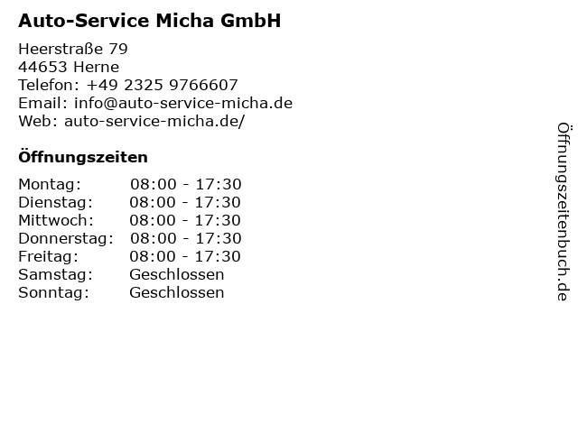 Auto-Service Micha GmbH in Herne: Adresse und Öffnungszeiten