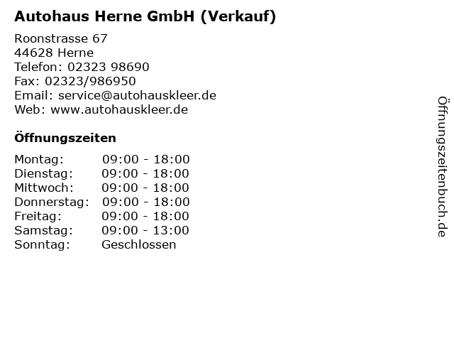 Autohaus Herne GmbH (Verkauf) in Herne: Adresse und Öffnungszeiten