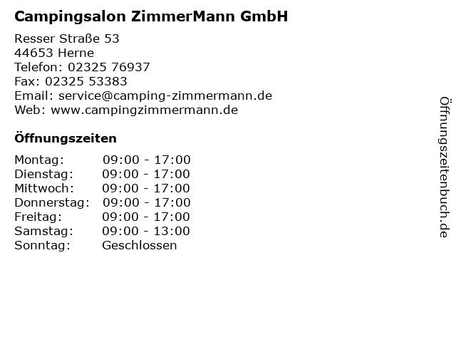 ᐅ Offnungszeiten Campingsalon Zimmermann Resser Str 53 In Herne