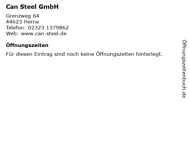 Can Steel GmbH in Herne: Adresse und Öffnungszeiten