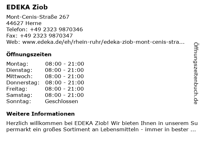 EDEKA Ziob in Herne: Adresse und Öffnungszeiten