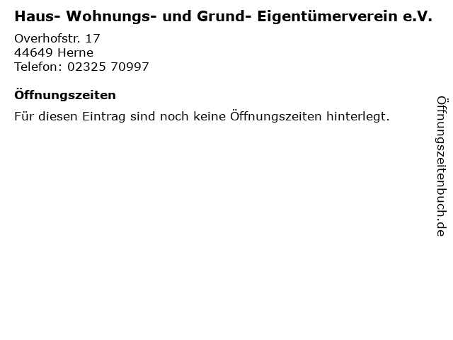 ᐅ Offnungszeiten Haus Wohnungs Und Grund Eigentumerverein