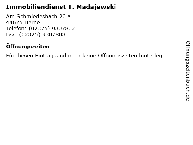 Immobiliendienst T. Madajewski in Herne: Adresse und Öffnungszeiten