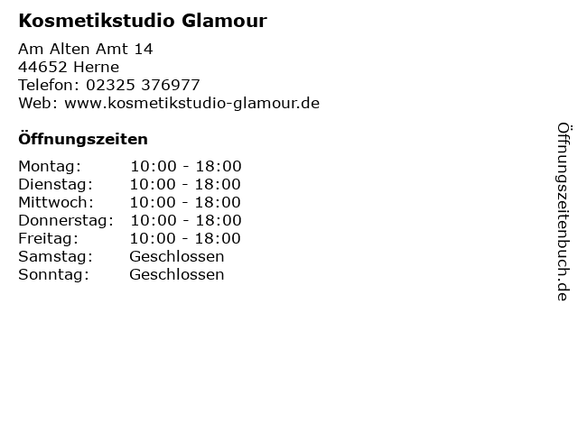Kosmetikstudio Glamour in Herne: Adresse und Öffnungszeiten