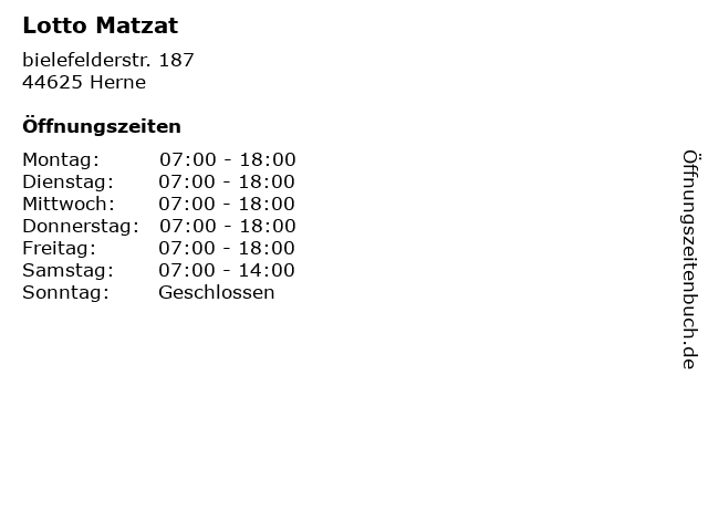 Lotto Matzat in Herne: Adresse und Öffnungszeiten