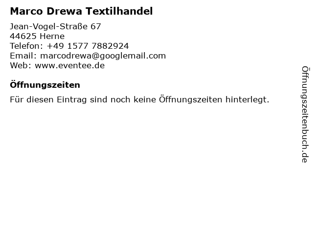 Marco Drewa Textilhandel in Herne: Adresse und Öffnungszeiten