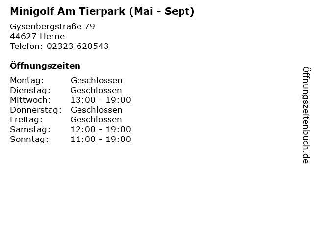 Minigolf Am Tierpark (Mai - Sept) in Herne: Adresse und Öffnungszeiten