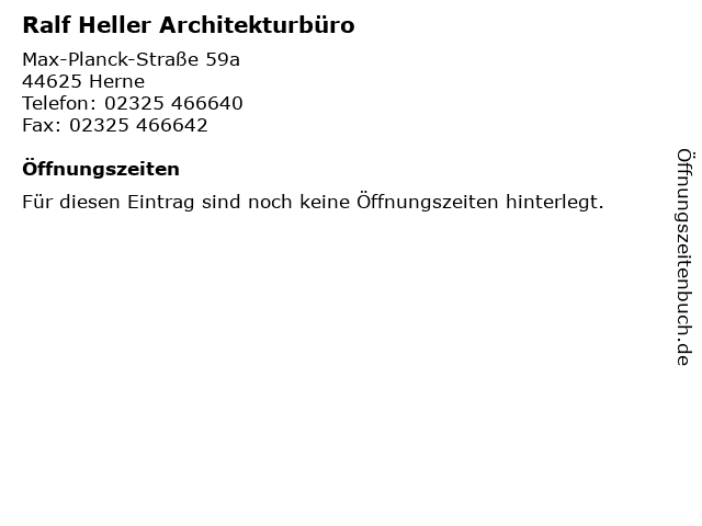 Ralf Heller Architekturbüro in Herne: Adresse und Öffnungszeiten