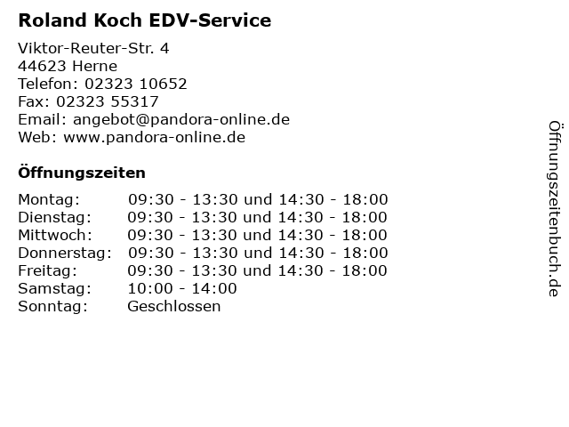 Roland Koch EDV-Service in Herne: Adresse und Öffnungszeiten