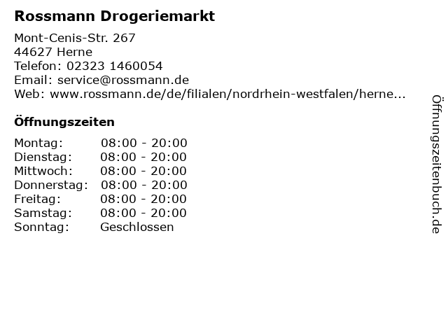 Rossmann in Herne: Adresse und Öffnungszeiten