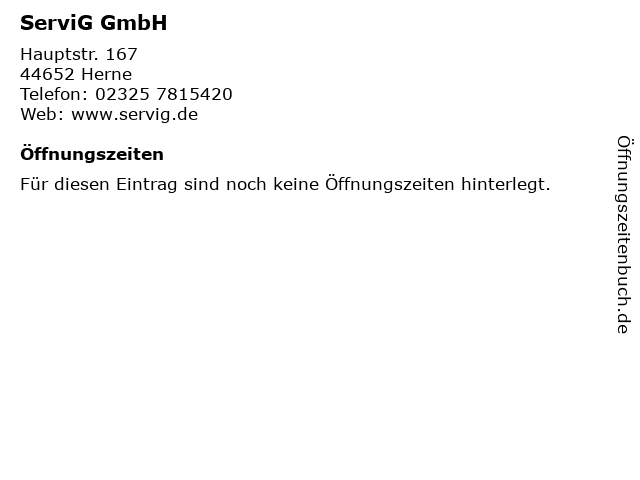 ServiG GmbH in Herne: Adresse und Öffnungszeiten