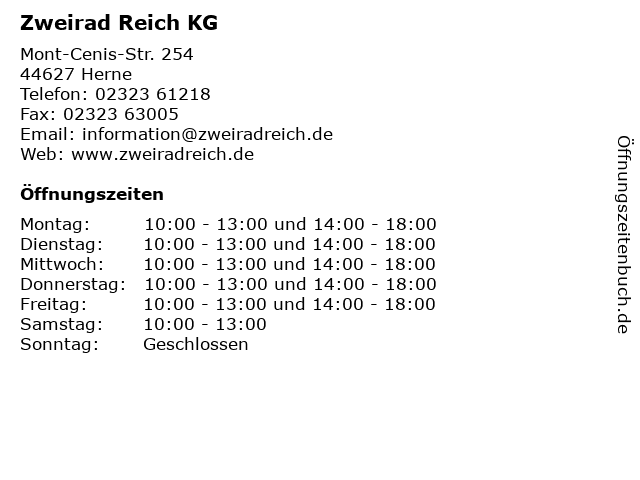 Zweirad Reich KG in Herne: Adresse und Öffnungszeiten