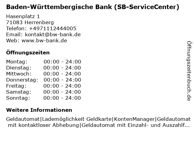 ᐅ Offnungszeiten Baden Wurttembergische Bank Hasenplatz 1 In