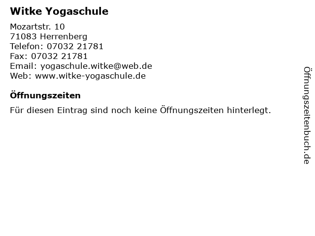 Witke Yogaschule in Herrenberg: Adresse und Öffnungszeiten