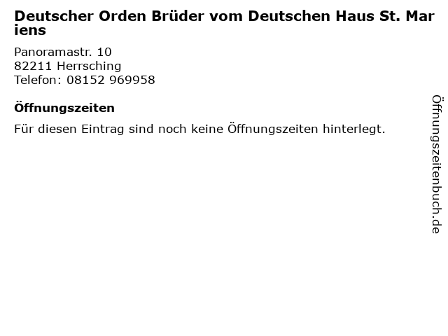 Deutscher Orden Brüder vom Deutschen Haus St. Mariens in Herrsching: Adresse und Öffnungszeiten