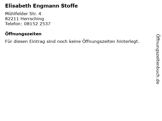 Elisabeth Engmann Stoffe in Herrsching: Adresse und Öffnungszeiten