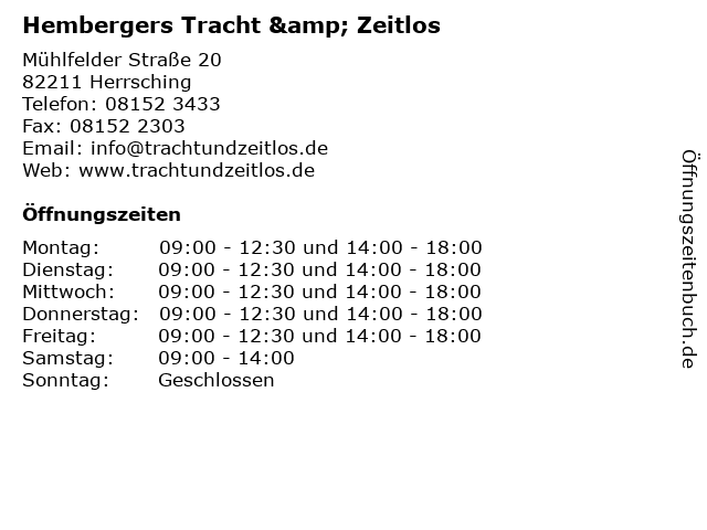 Hembergers Tracht & Zeitlos in Herrsching: Adresse und Öffnungszeiten