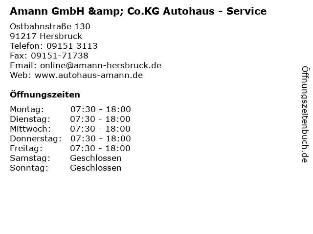 Amann GmbH & Co.KG Autohaus - Service in Hersbruck: Adresse und Öffnungszeiten