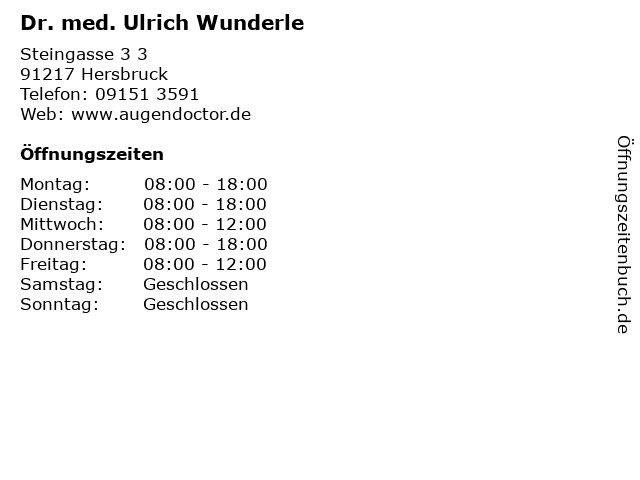 Dr. med. Ulrich Wunderle in Hersbruck: Adresse und Öffnungszeiten
