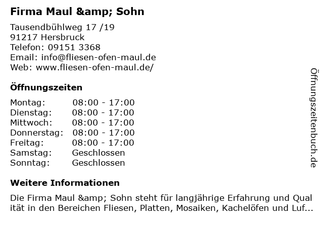 Firma Maul & Sohn in Hersbruck: Adresse und Öffnungszeiten