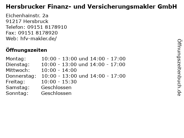 Hersbrucker Finanz- und Versicherungsmakler GmbH in Hersbruck: Adresse und Öffnungszeiten