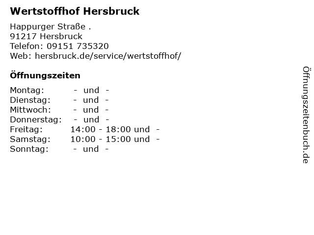 Wertstoffhof Hersbruck in Hersbruck: Adresse und Öffnungszeiten