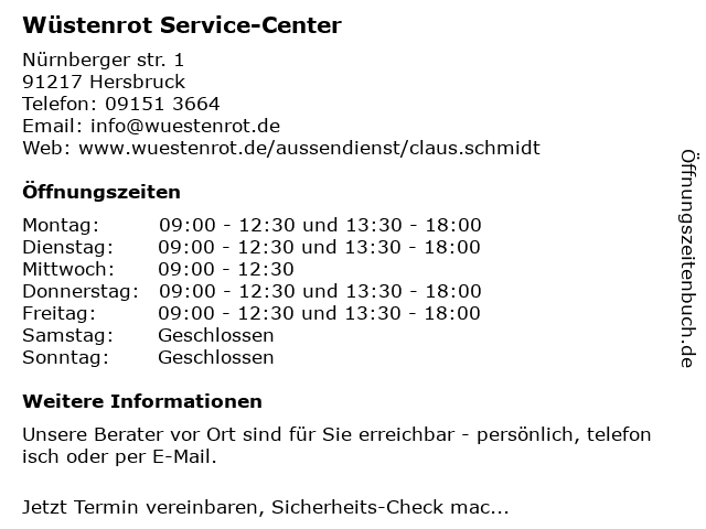 Wüstenrot Service-Center in Hersbruck: Adresse und Öffnungszeiten