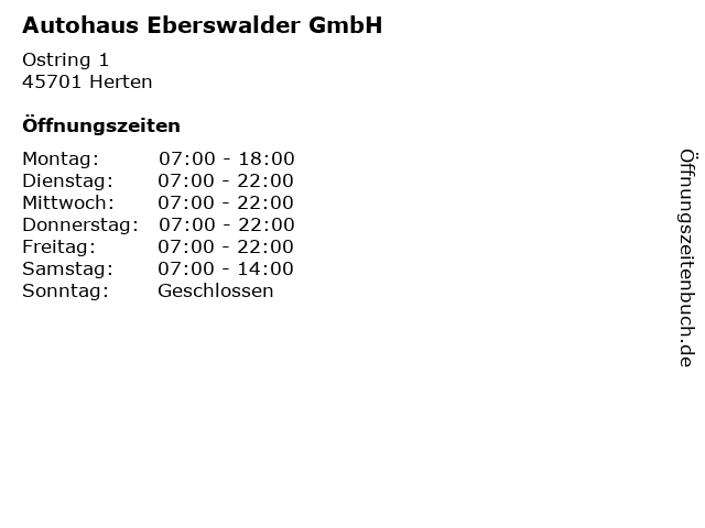 Autohaus Eberswalder GmbH in Herten: Adresse und Öffnungszeiten