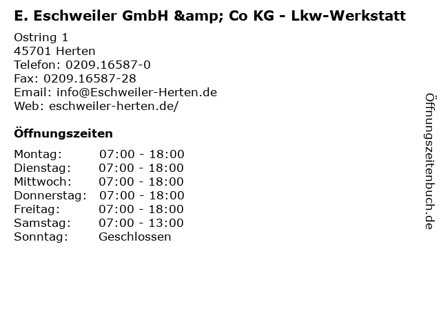 E. Eschweiler GmbH & Co KG - Lkw-Werkstatt in Herten: Adresse und Öffnungszeiten