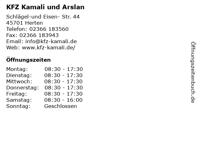 KFZ Kamali und Arslan in Herten: Adresse und Öffnungszeiten