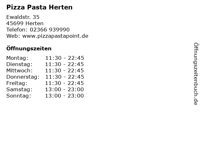 Pizza Pasta Herten in Herten: Adresse und Öffnungszeiten