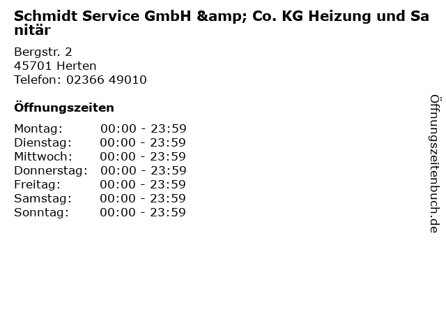 Schmidt Service GmbH & Co. KG Heizung und Sanitär in Herten: Adresse und Öffnungszeiten