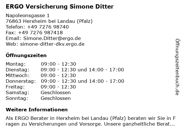 DKV Deutsche Krankenversicherung Simone Ditter in Herxheim bei Landau (Pfalz): Adresse und Öffnungszeiten