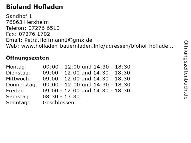 Bioland Hofladen in Herxheim: Adresse und Öffnungszeiten