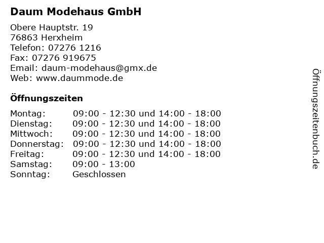 Daum Modehaus GmbH in Herxheim: Adresse und Öffnungszeiten