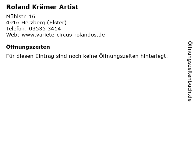 Roland Krämer Artist in Herzberg (Elster): Adresse und Öffnungszeiten