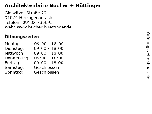 Architektenbüro Bucher + Hüttinger in Herzogenaurach: Adresse und Öffnungszeiten