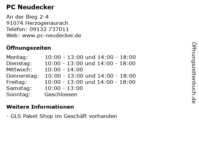 PC Neudecker in Herzogenaurach: Adresse und Öffnungszeiten
