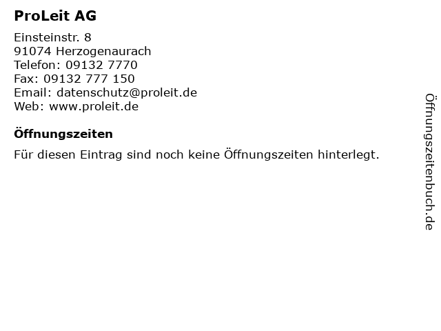ProLeit AG in Herzogenaurach: Adresse und Öffnungszeiten