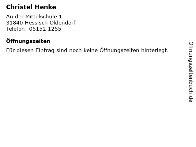 Christel Henke in Hessisch Oldendorf: Adresse und Öffnungszeiten