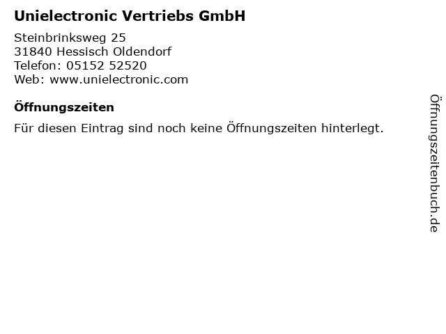 Unielectronic Vertriebs GmbH in Hessisch Oldendorf: Adresse und Öffnungszeiten