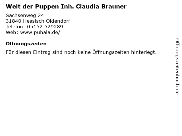 Welt der Puppen Inh. Claudia Brauner in Hessisch Oldendorf: Adresse und Öffnungszeiten