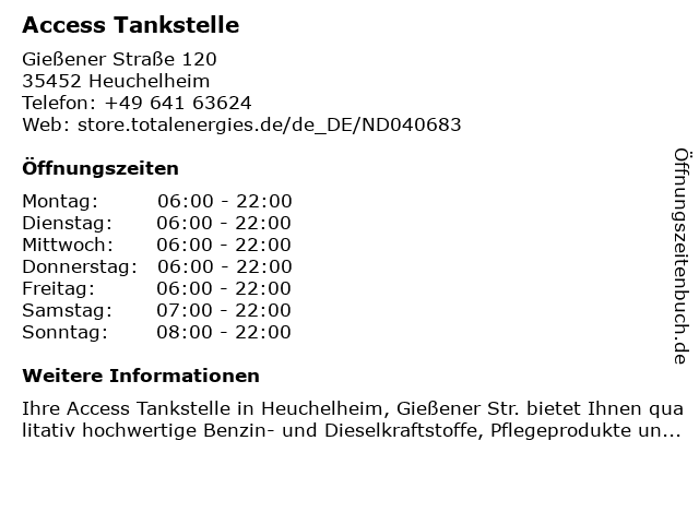 Access Tankstelle in Heuchelheim: Adresse und Öffnungszeiten