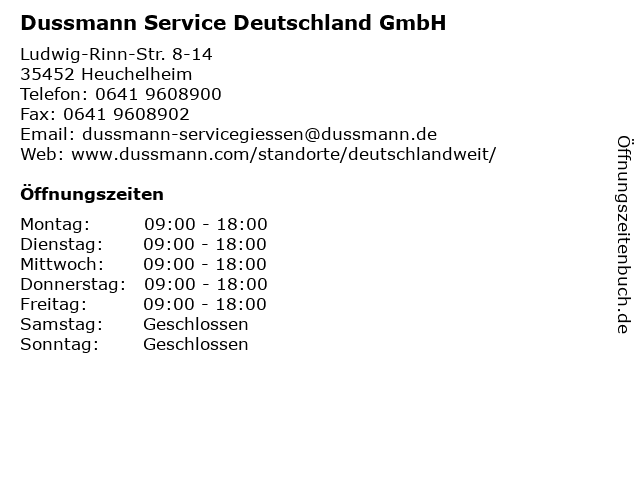 Dussmann Service Deutschland GmbH in Heuchelheim: Adresse und Öffnungszeiten