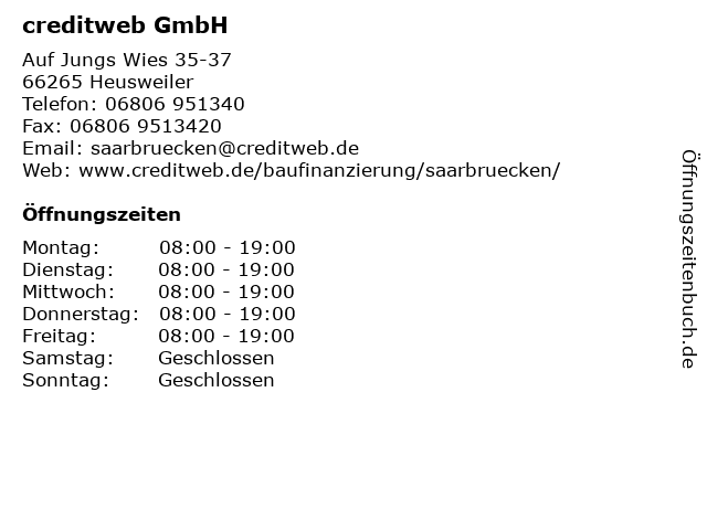 creditweb GmbH in Heusweiler: Adresse und Öffnungszeiten