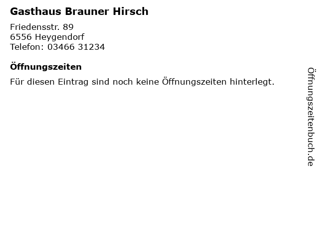 Gasthaus Brauner Hirsch in Heygendorf: Adresse und Öffnungszeiten