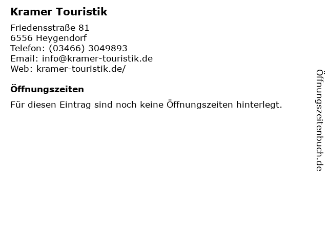 Kramer Touristik in Heygendorf: Adresse und Öffnungszeiten