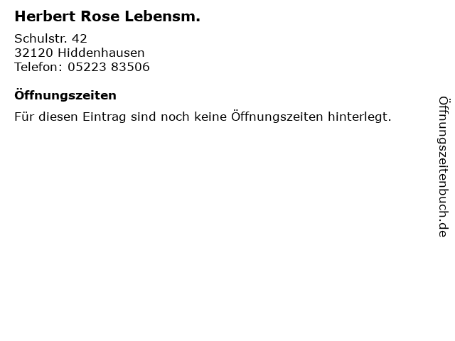 Herbert Rose Lebensm. in Hiddenhausen: Adresse und Öffnungszeiten