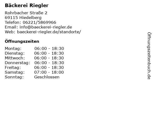 Bäckerei Riegler in Hiedelberg: Adresse und Öffnungszeiten