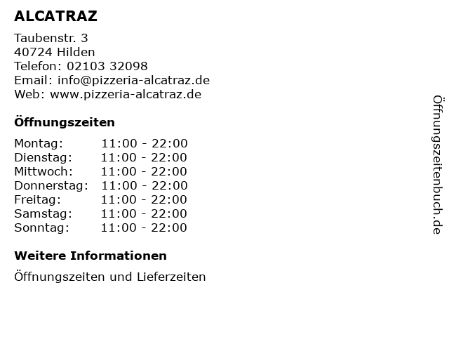 ALCATRAZ in Hilden: Adresse und Öffnungszeiten